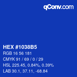 カラーコード: HEX #1038B5 | qconv.com