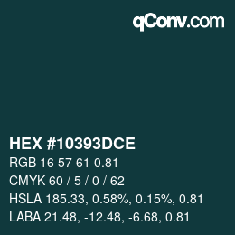 颜色代码: HEX #10393DCE | qconv.com