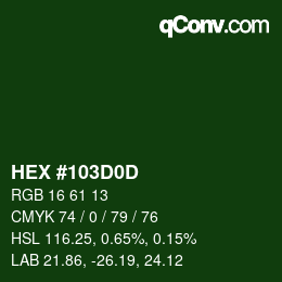カラーコード: HEX #103D0D | qconv.com