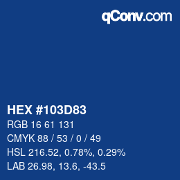 カラーコード: HEX #103D83 | qconv.com