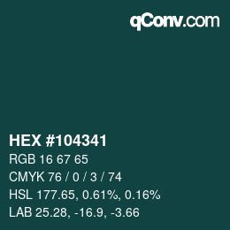 カラーコード: HEX #104341 | qconv.com