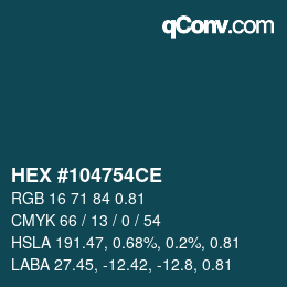 カラーコード: HEX #104754CE | qconv.com