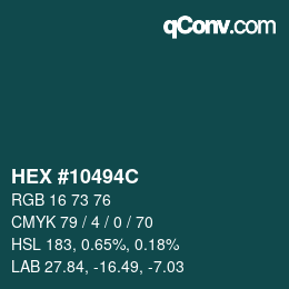 Farbcode: HEX #10494C | qconv.com