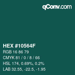 Color code: HEX #10564F | qconv.com