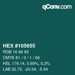 颜色代码: HEX #105655 | qconv.com