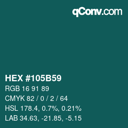 Farbcode: HEX #105B59 | qconv.com