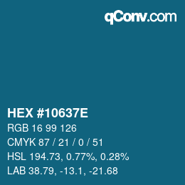 Color code: HEX #10637E | qconv.com