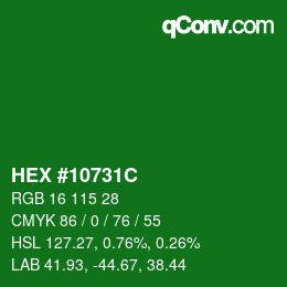 Color code: HEX #10731C | qconv.com