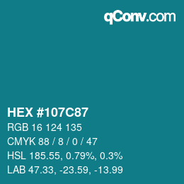 カラーコード: HEX #107C87 | qconv.com
