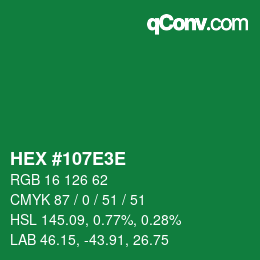 Color code: HEX #107E3E | qconv.com