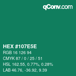 Farbcode: HEX #107E5E | qconv.com