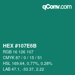 Color code: HEX #107E6B | qconv.com