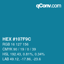 Color code: HEX #107F9C | qconv.com