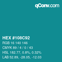 Color code: HEX #108C92 | qconv.com