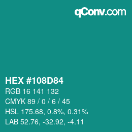 Color code: HEX #108D84 | qconv.com