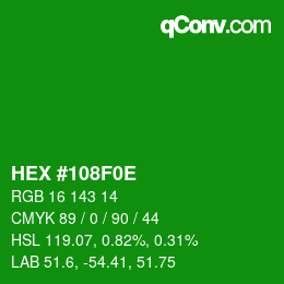 Color code: HEX #108F0E | qconv.com