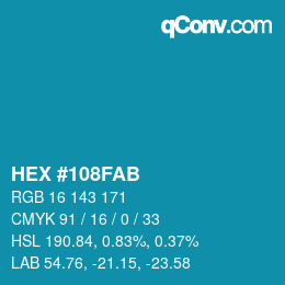 Farbcode: HEX #108FAB | qconv.com
