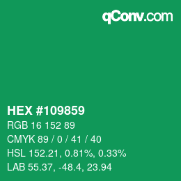 カラーコード: HEX #109859 | qconv.com