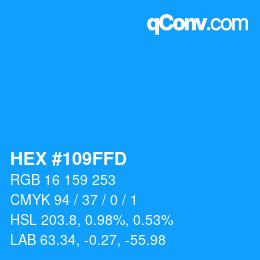 Color code: HEX #109FFD | qconv.com