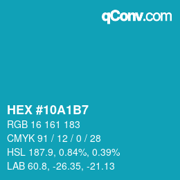 颜色代码: HEX #10A1B7 | qconv.com