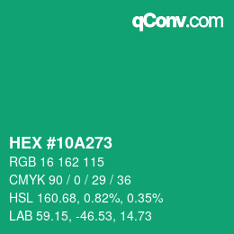 颜色代码: HEX #10A273 | qconv.com