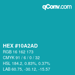 Color code: HEX #10A2AD | qconv.com