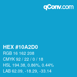 カラーコード: HEX #10A2D0 | qconv.com
