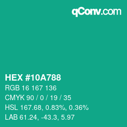 Color code: HEX #10A788 | qconv.com