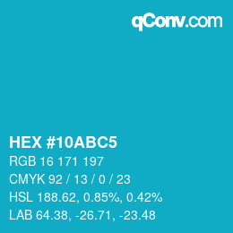 カラーコード: HEX #10ABC5 | qconv.com