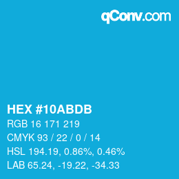 Color code: HEX #10ABDB | qconv.com
