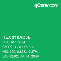 Color code: HEX #10AC5E | qconv.com