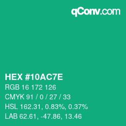 Color code: HEX #10AC7E | qconv.com