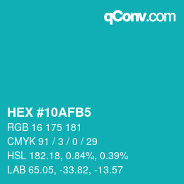 Color code: HEX #10AFB5 | qconv.com