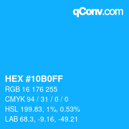 Color code: HEX #10B0FF | qconv.com