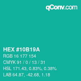Color code: HEX #10B19A | qconv.com