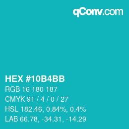 Color code: HEX #10B4BB | qconv.com