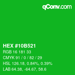 カラーコード: HEX #10B521 | qconv.com