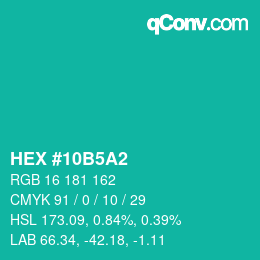 Color code: HEX #10B5A2 | qconv.com