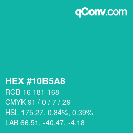Color code: HEX #10B5A8 | qconv.com