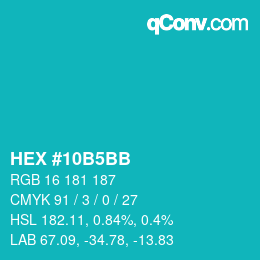 Color code: HEX #10B5BB | qconv.com