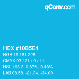 Farbcode: HEX #10B5E4 | qconv.com