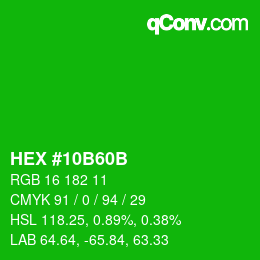 Color code: HEX #10B60B | qconv.com