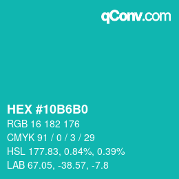 Color code: HEX #10B6B0 | qconv.com