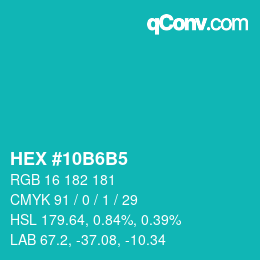 Color code: HEX #10B6B5 | qconv.com