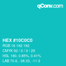 Color code: HEX #10C0C0 | qconv.com