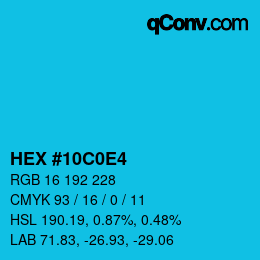 Color code: HEX #10C0E4 | qconv.com
