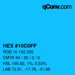 Color code: HEX #10C0FF | qconv.com