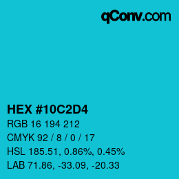 Color code: HEX #10C2D4 | qconv.com