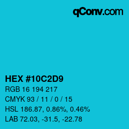 Color code: HEX #10C2D9 | qconv.com