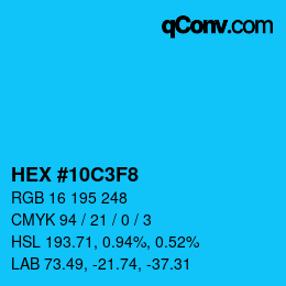 カラーコード: HEX #10C3F8 | qconv.com